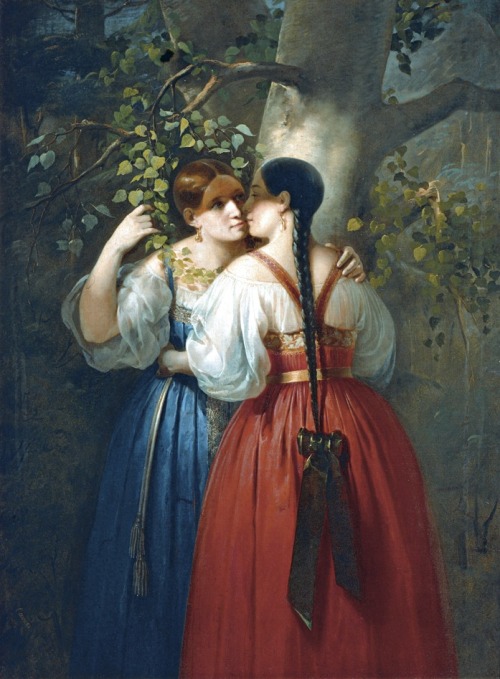 lesbianarthistory: Dmitry Osipov - Two Girls on Semik Day (c. 1860-1870)