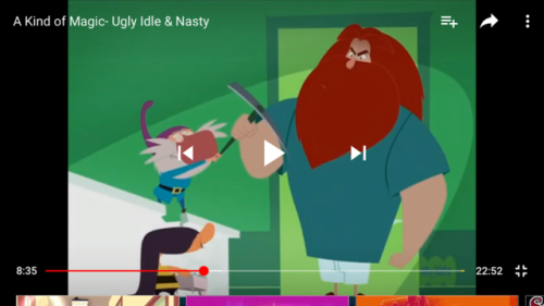 Another French cartoon called A Kind of Magic. In some episodes, the father ogre, Gregore is wearing a t-shirt and light blue boxers as his nightwear. This episode is Ugly, Idle, and Nasty.