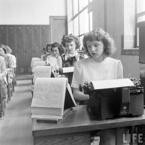 Typing class, 1948 adult photos