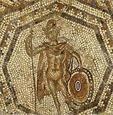 Mars, Fullerton Mosaic  Romano-British, 4th century CE, Hampshire, England. Collection of the Andove