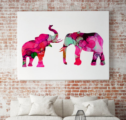 Porn photo canvaspaintings:  Pink Elephants Watercolor