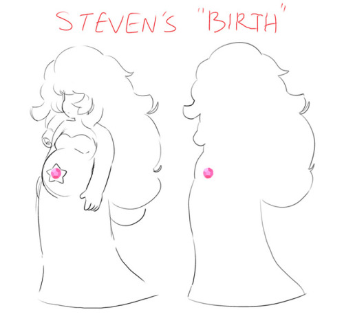 loycos: on the subject of Steven’s birth I’ve seen some people confused as to how Steven was born with his gem rotated like Rose’s and not like Pink’s (which is its natural rotation). Simply put, it’s because Pink was pregnant with Steven in