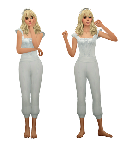 TS4 Cottagecore Vintage Sleepwear Lookbook Skin 1, 2, 3 / Hair / Eyebrows / Eyes / Nosemask Clothing