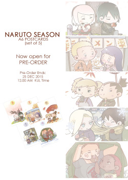 ariesing:  The pre-order for Naruto Season Postcard set is now open.Storenvy Link : http://www.storenvy.com/products/15548715-naruto-season-a6-postcards-set-of-5