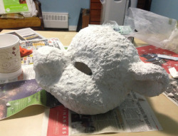 Otterhead update: after searching everywhere for Sculptamold I finally found some and glopped it all over the head. After this there’s gonna be a LOT of sanding and I am WAY not looking forward to it.