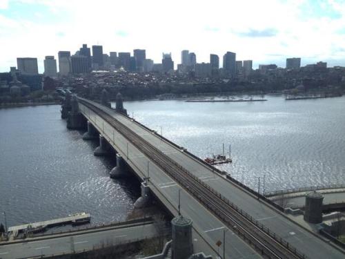 Ghost Town BostonNot a single car, pedestrian, train, or boatLongfellow Bridge looking toward Boston