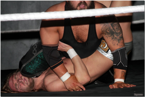 Charlie Cashew endures a painful pin attempt by Danny Miles during the Chaotic Wrestling (CW) event 