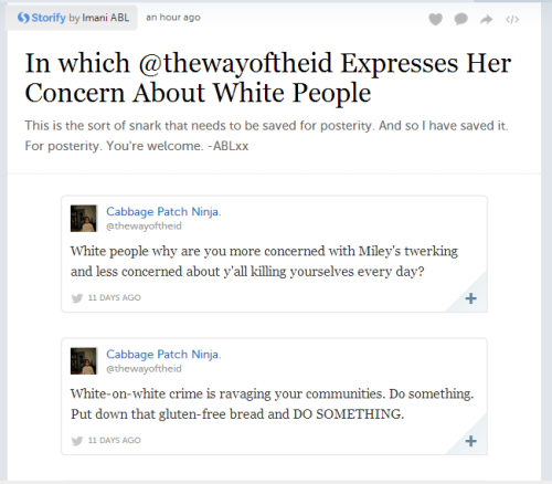 everythingrhymeswithalcohol:  I mean, really white people; have you looked at your community lately?   Shitted on em