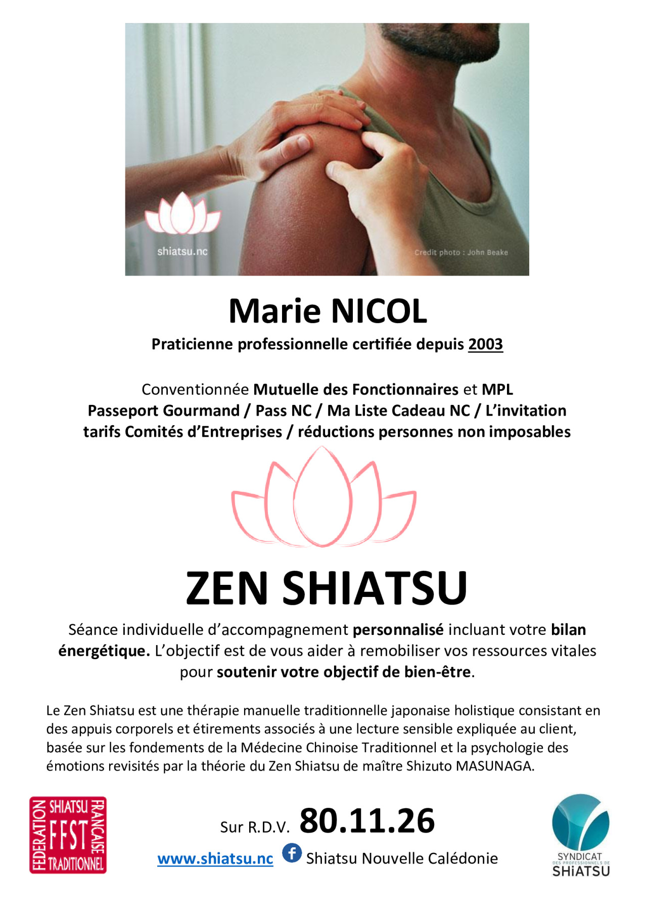 Profitez du PASS NC pour une séance de Zen Shiatsu à -40