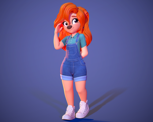 Touched up my old model of Roxanne and did an alternate outfit! She’s even more 90s now XD 