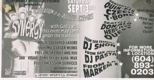 vancouverraveflyers:Synergy - September 3, 1995Vancouver, BC