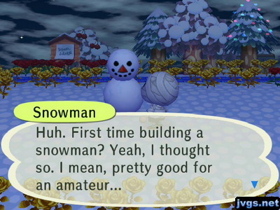 shadowkeese: I give you, the cynical snowman from Animal crossing   Happy Holidays