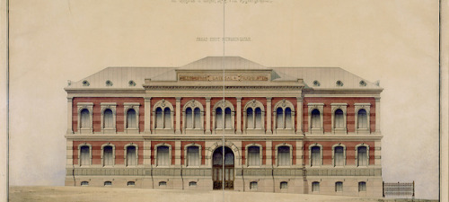 Elevation of Rikhardinkatu Library, designed by Theodor Höjer (Helsinki, 1879).