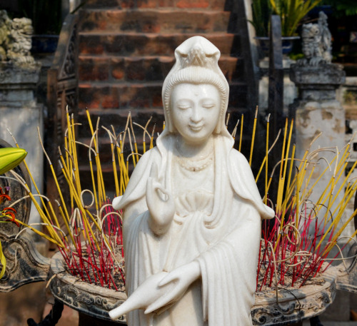 An alter at the steps of the One Pillar Pagoda, Hanoi, Vietnam. 