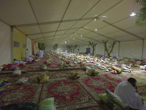 &ldquo;Pilgrims inside tents on Mount Arafat, where the Prophet Muhammad delivered the Farewell Serm