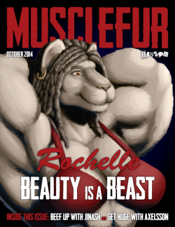 rittsrotts:  ransomdracalis:  rivercitykitty:  Beauty is a Beast Ritts’ weightlifting lioness, Rochelle, gets her own cover story on a bodybuilding magazine! It also features articles on Jinash and Axelsson. Check out the original on Weasyl!  Completed