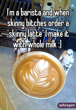regulateddiscord:  prllnce:  sleepydumpling:  nudiemuse:  lovingyouisredforyou:  poppypicklesticks:  logicsomething:  i’m lucky enough to have encountered a barista malicious enough to do this to me - i ordered a decaf latte with soy milk and they gave