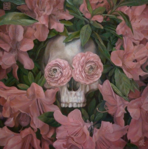 pixography:  Toru Kamei ~ “Floral Vanitas”Japanese artist Toru Kamei  creates sensual, dreamlike paintings that reference nature and  mythology. While some of his pieces delve into the enchanted worlds of  serpentine gods and mermen, other works