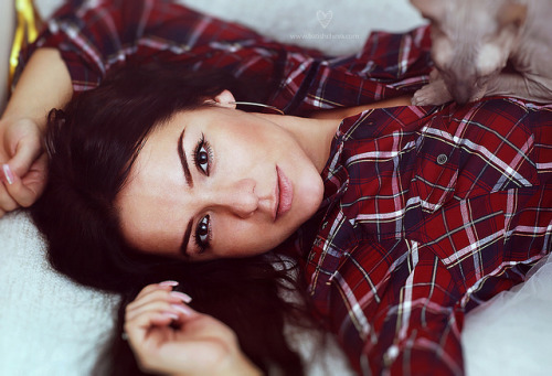 Beautiful Darya in a plaid shirt with a sphinx on Flickr.