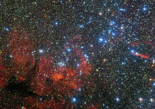 distant-traveller: A star cluster in the wake of Carina This colourful new image from the MPG/ESO 2.