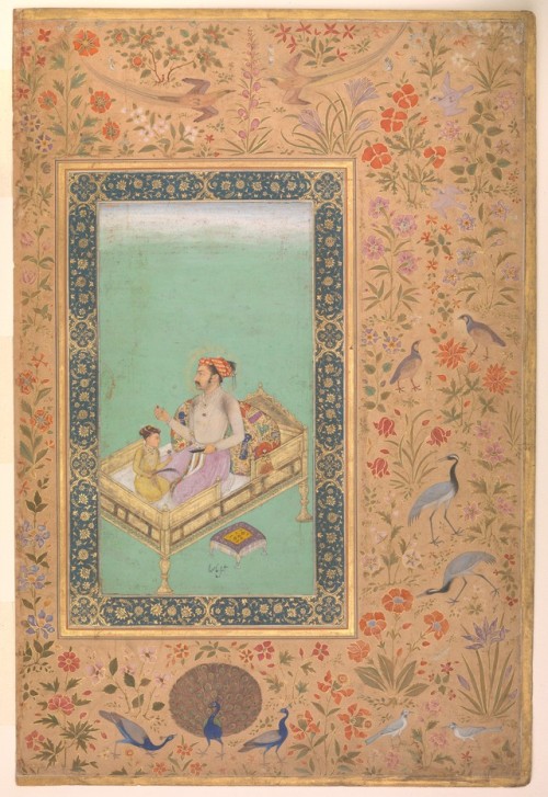 &ldquo;The Emperor Shah Jahan with his Son Dara Shikoh&rdquo;, Folio from the Shah Jahan Album by Na