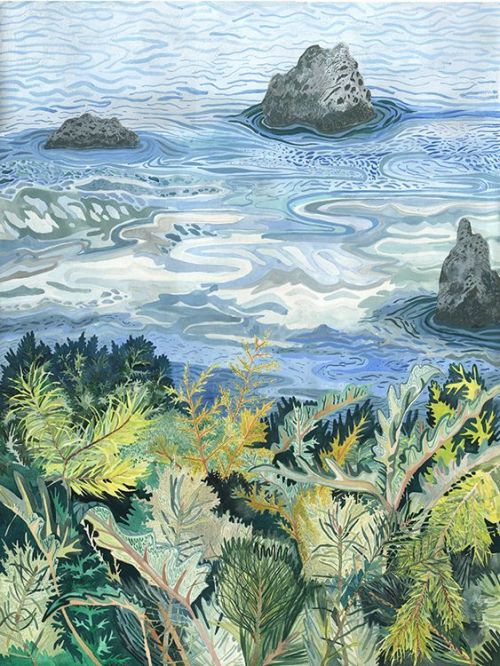 rickstevensart:Michelle Morin | Pine and Sea | watercolor and gouache on paper | 24 x 18&quot;