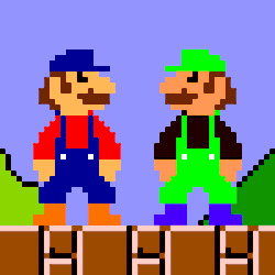 brotherbrain:  Mario and Luigi cycle through their early color schemes. 