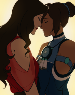 thingsfortwwings:  [Image: Asami Sato and Korra face to face, their eyes closed, their foreheads touching.]  hoursago:  CONGRATULATIONS 