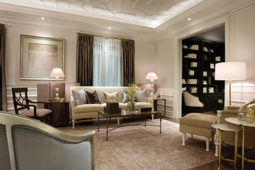 {Like yesterday’s model homes, the larger of the two was also the one with a more transitional