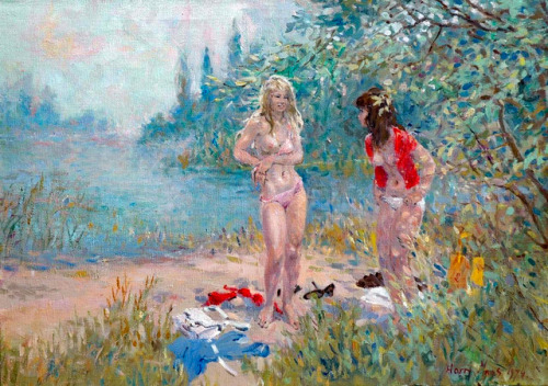 bellsofsaintclements:“Two bathers” (1974) by Dutch artist Harry Maas (1906-1982).