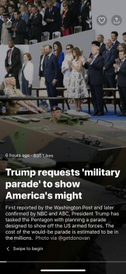 odinsblog: Donald Trump—the cowardly five time draft dodger—wants the military to throw him a parade. Trump is a crass, small minded, classless little man who obviously feels the need to compensate for his shortcomings with costly displays of militarism.