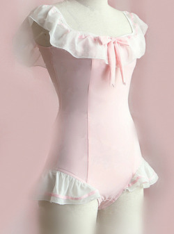 coquettefashion:  Pink Ruffled One-Piece