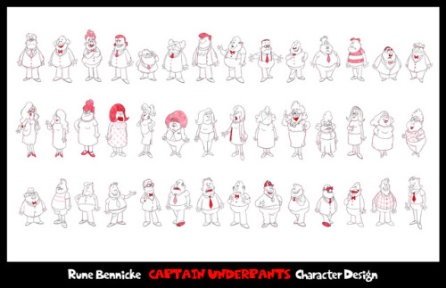 misc. grown-ups character designs for Captain Underpants