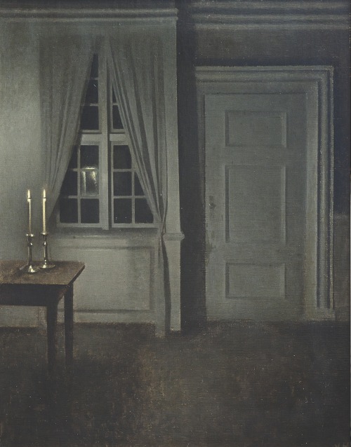 amare-habeo:Vilhelm Hammershøi (Danish, 1864-1916) Interior with two candles, N/DOil on canvas
