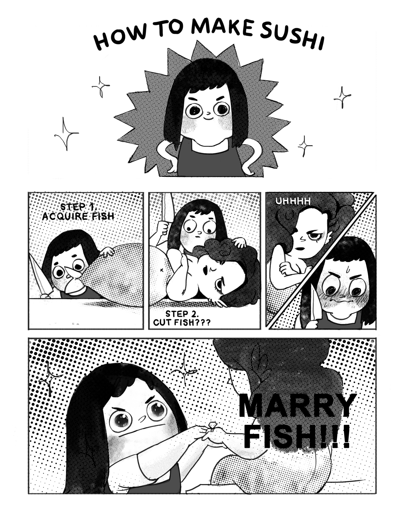 wrathes:A page from my questionable How to Make Sushi zine that’s gonna be at 