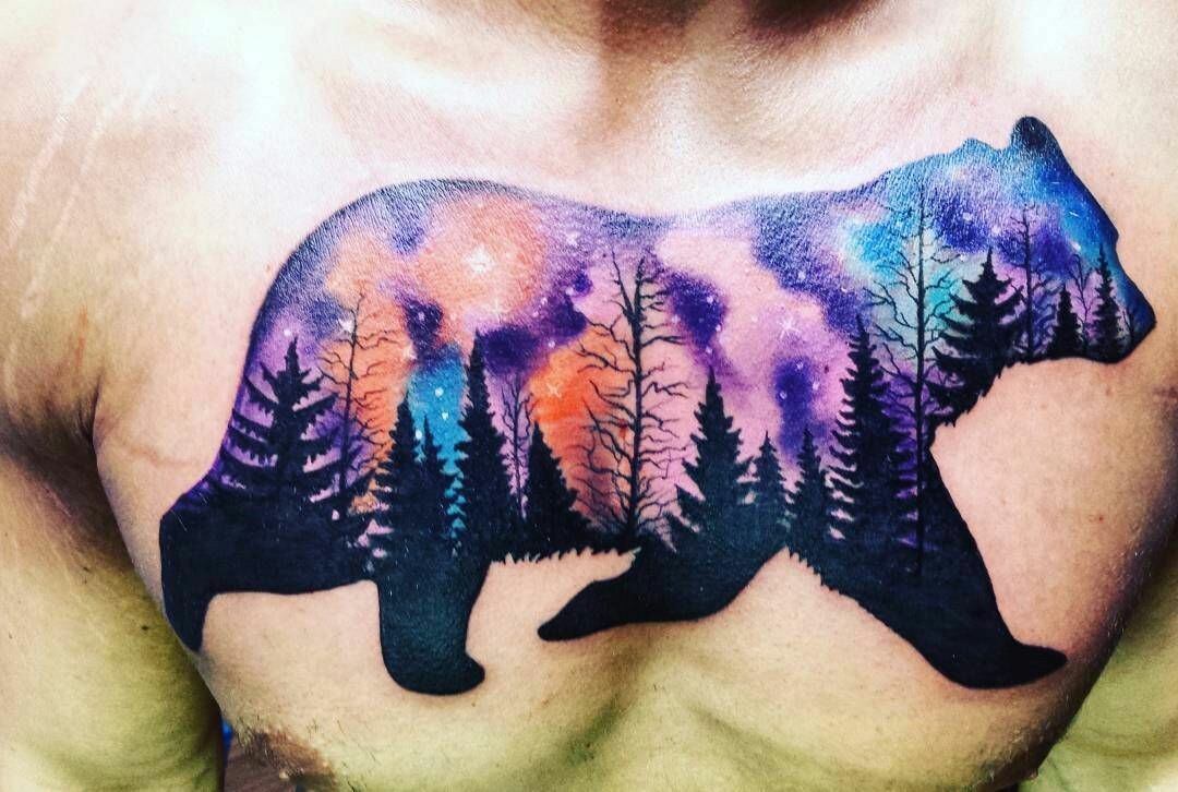 Watercolor bear Bold outlines will make it last  Bear tattoo Bear  tattoos Traditional bear tattoo