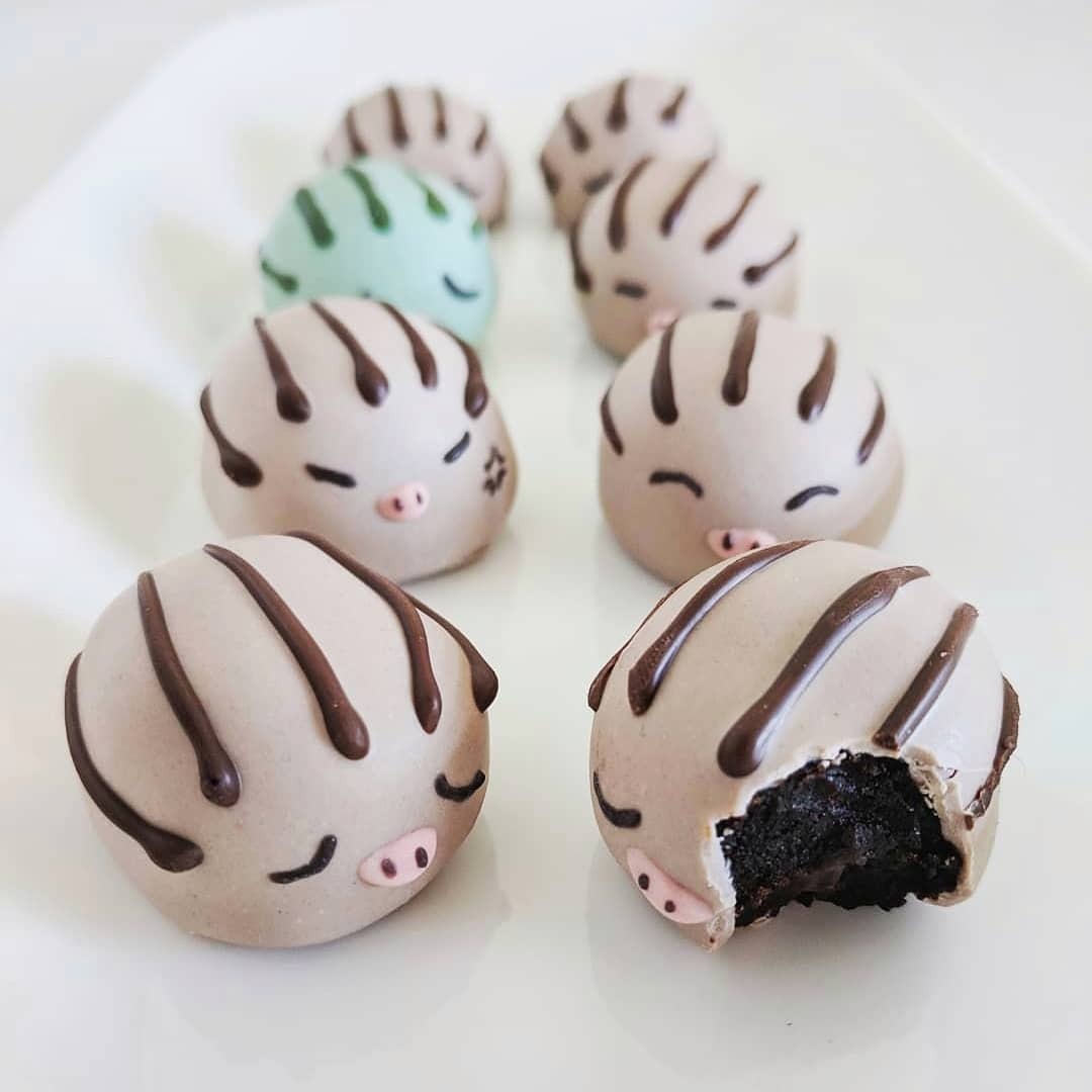 miscellaneousmao:    Swinub chocolate truffles: homemade chocolate cake and ganache