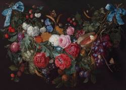 arthistoryfloral:  A Swag of Flowers, Jacob van Walscapelle, c. 1670 