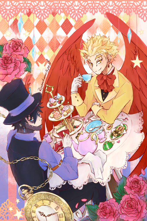 ravenchaser1024:Late late for a very important date~! Here is my piece of dabihawks in Wonderland AU