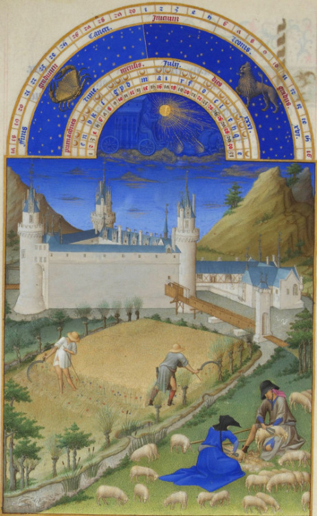 mediumaevum:July, Très Riches Heures du Duc de BerryThe background shows the Palace of Poitiers.