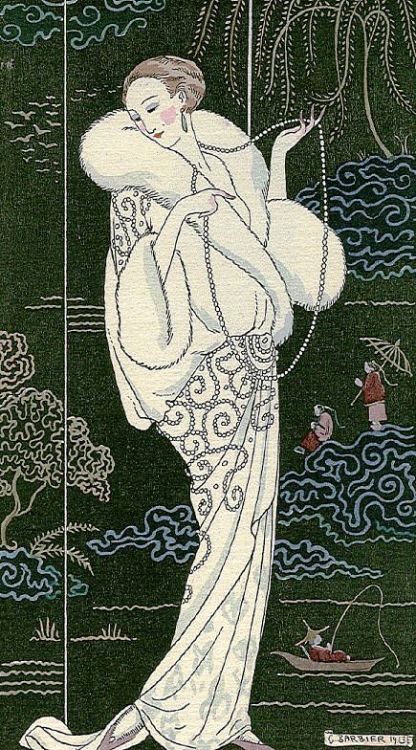 George Barbier, Manteau de Velours Blanc, 1913  