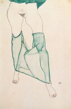 kundst:  Egon Schiele (AT 1890-1918) Weiblicher Torso mit grüner Draperie, 1913. 