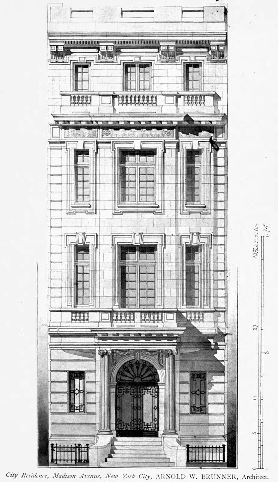 Elevation for a residence on Madison Avenue, New York City