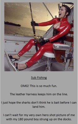 Sub Fishingomg! This Is So Much Fun.the Leather Harness Keeps Him On The Line.i Just
