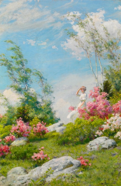 obsessionartborad: “May Morning”, “Among the Wild Azaleas” (1908) Oil painti