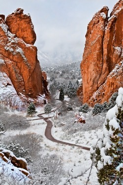 cristimoise:  Garden of the Gods, Colorado Springs. Garden of the Gods is a public park located in Colorado Springs, Colorado, USA. It was designated a National Natural Landmark in 1971.  I live in such a beautiful fucking place and i love it