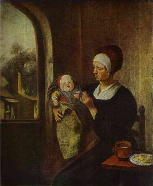 Mother and Child, Jan SteenMedium: oil,wood