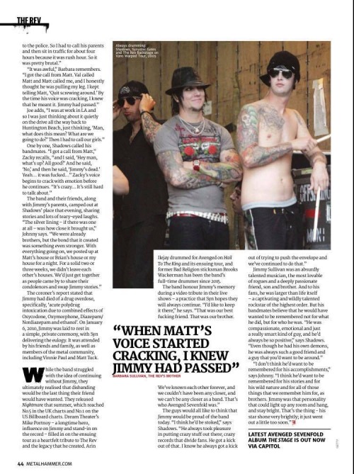 Metal Hammer UK, Dec. 2019 issue &ndash; Avenged Sevenfold&rsquo;s Jimmy Sullivan.