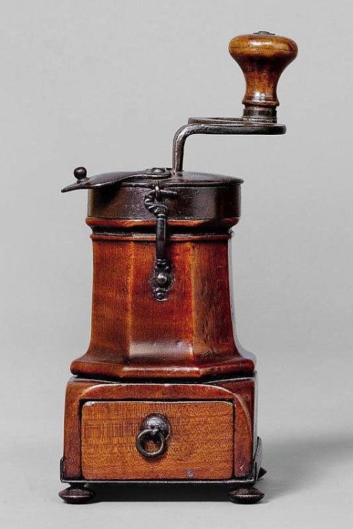 Coffee or Spice mill, first half 18th century, Burgundy. 2 Table top coffee mill, early 18th century