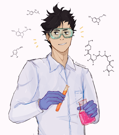 ryugazakkis: i like to headcanon kuroo being a huge math nerd but we got 100% canon chemistry nerd k